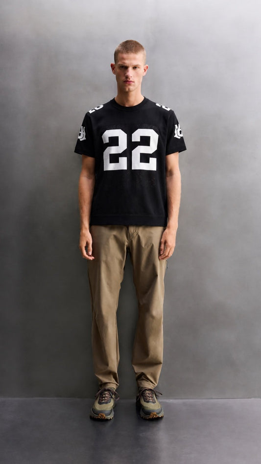 Premium Varsity 22 Mesh Tee – Black