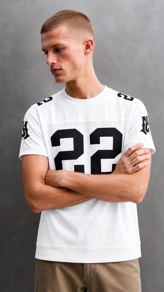 Premium Varsity 22 Mesh Tee – White
