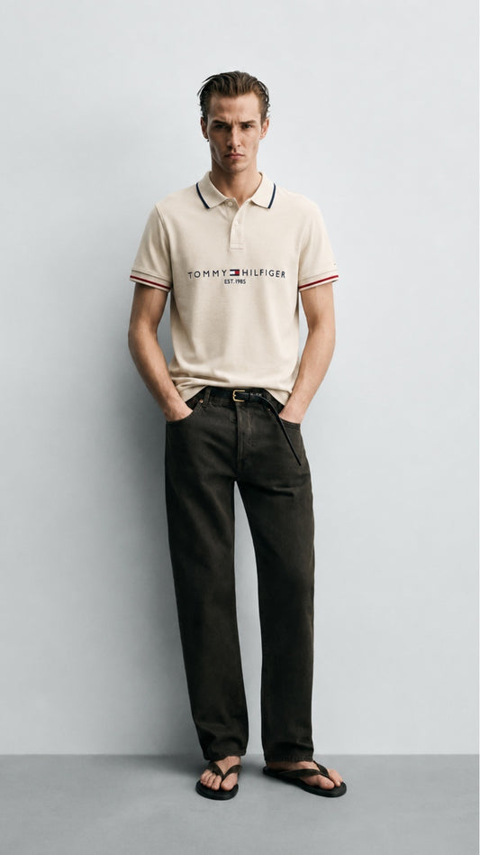 Signature Embroidered T-Polo Stone