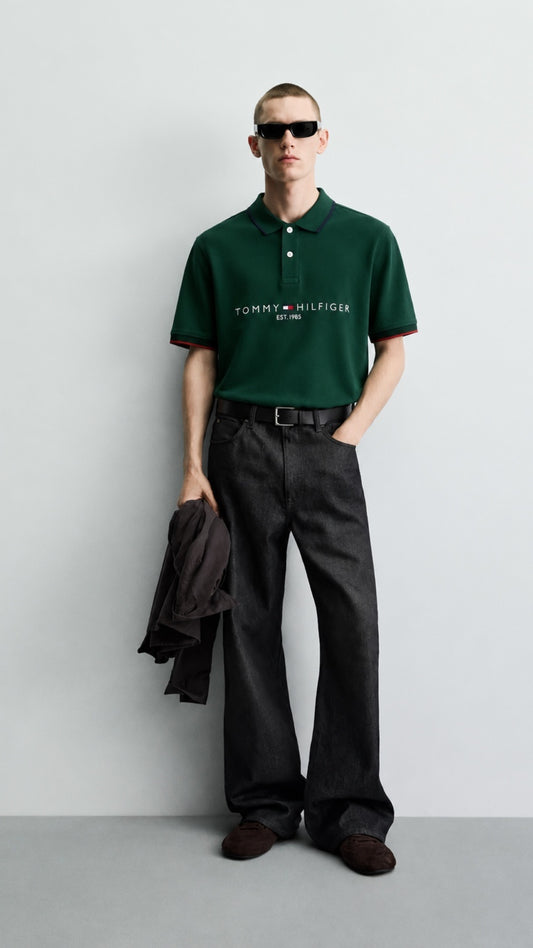 Signature Embroidered T-Polo Green