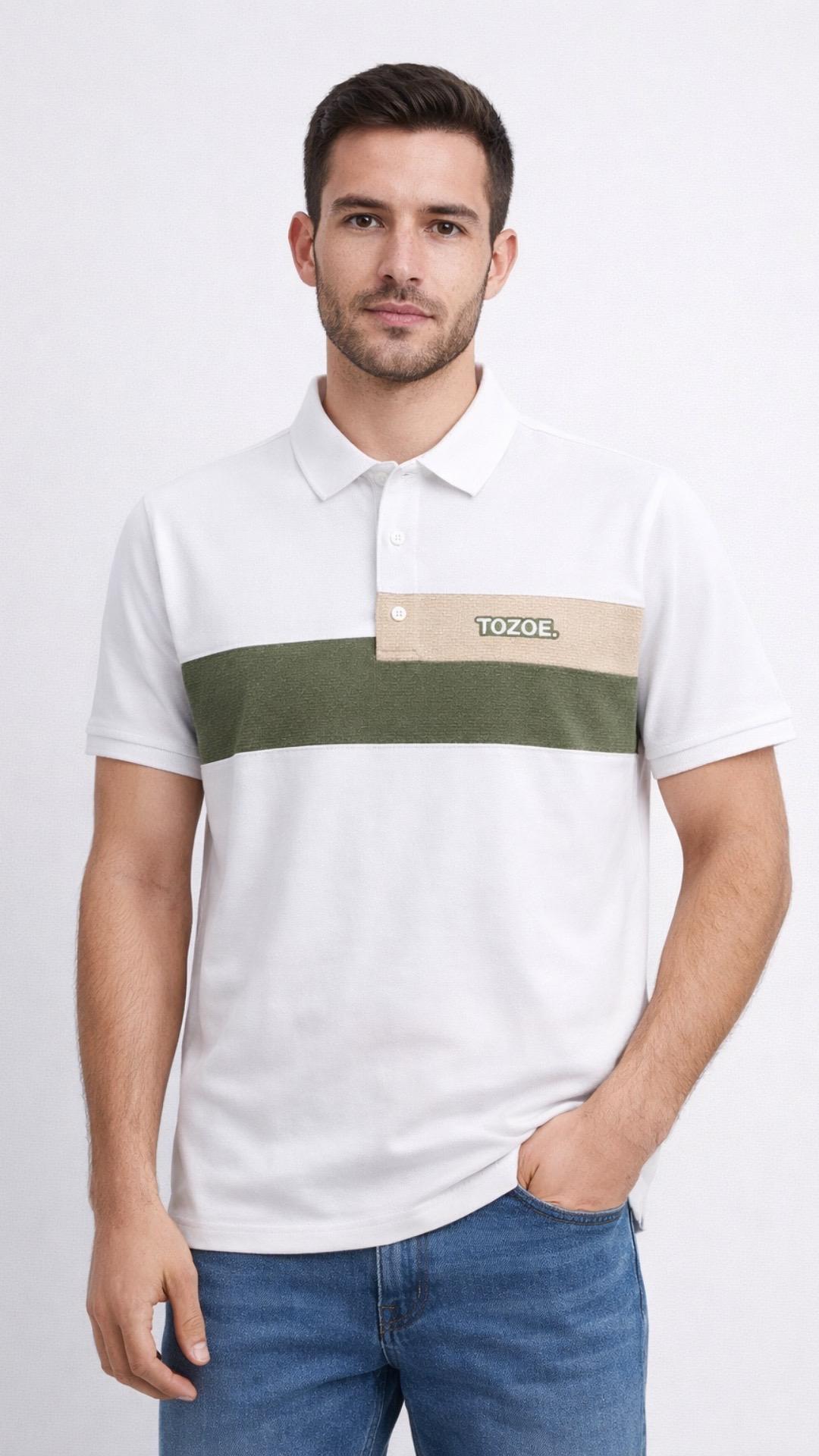 Elite Stripe Polo – White