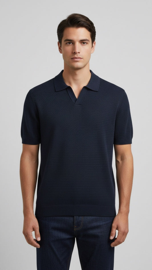 Premium Mocha Navy Knit Polo