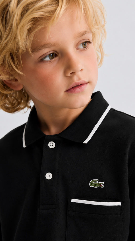 Kids Tip Black Classic Polo Shirt