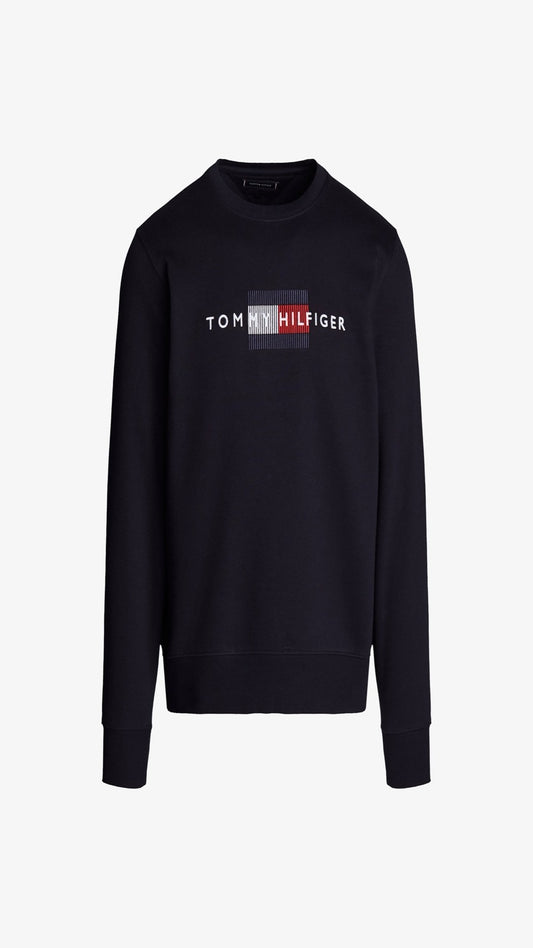 Black Tommy Hilfiger sweatshirt on a white background