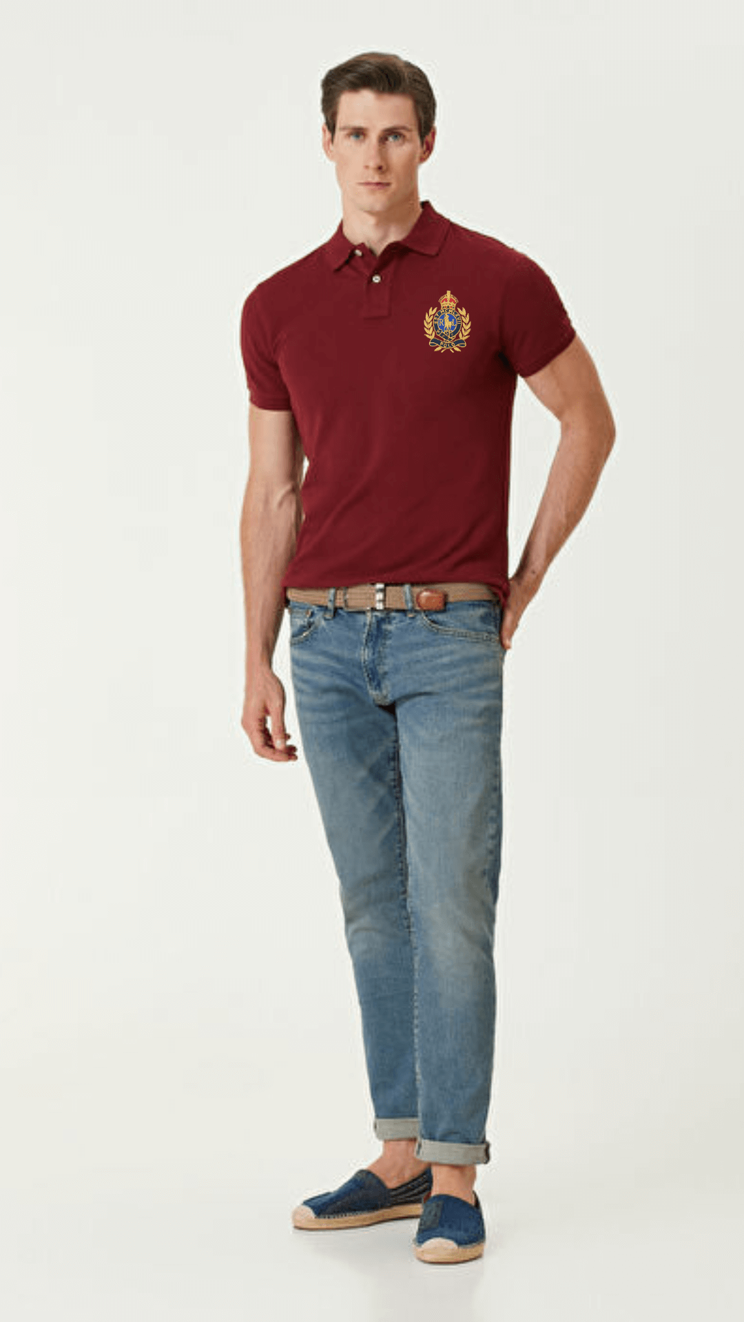 R-Limited Edition Front/Back Embroidery Polo Mahroon