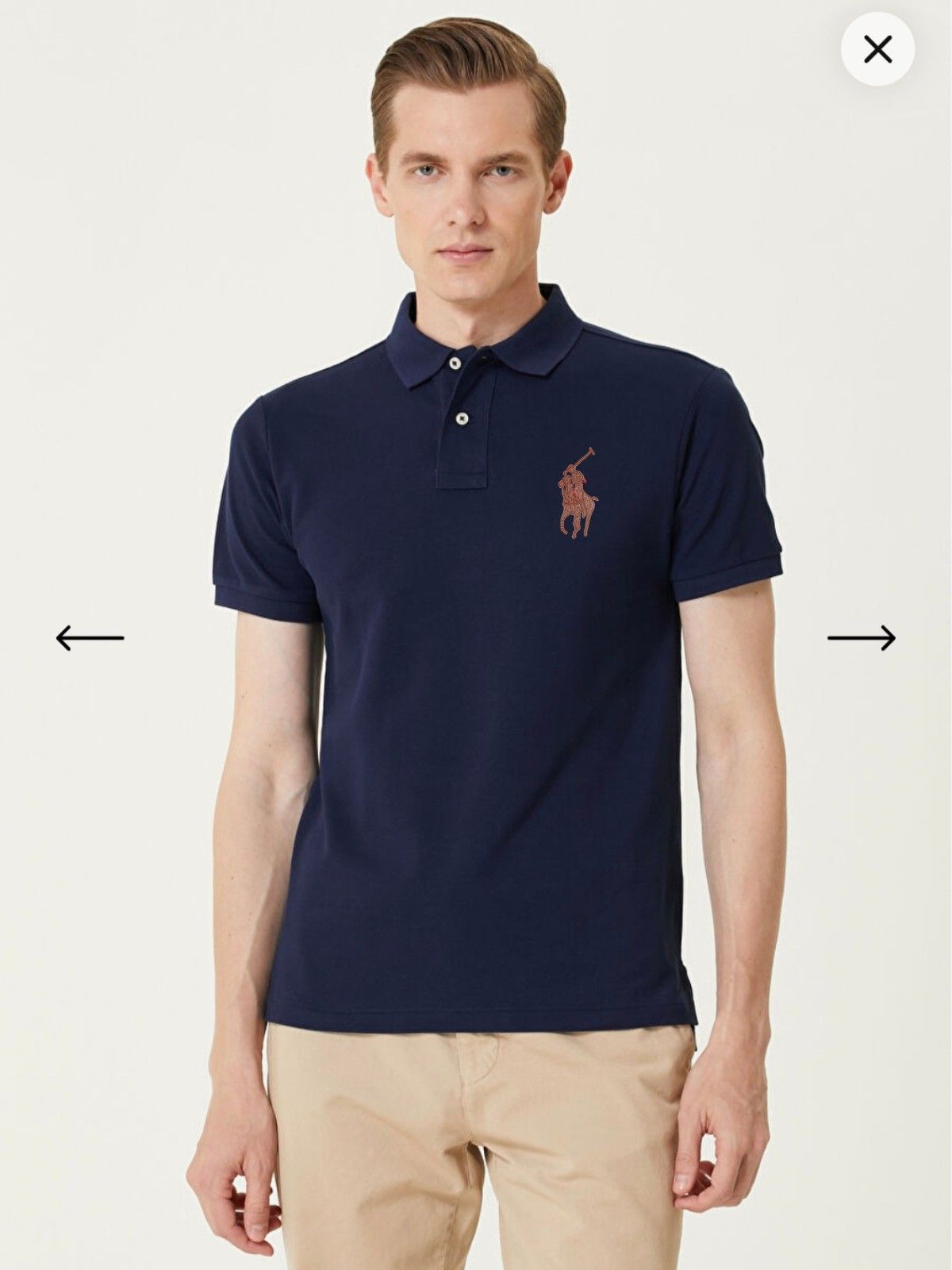 R-PREMIUM LEATHER EMBROIDERY POLO BLUE