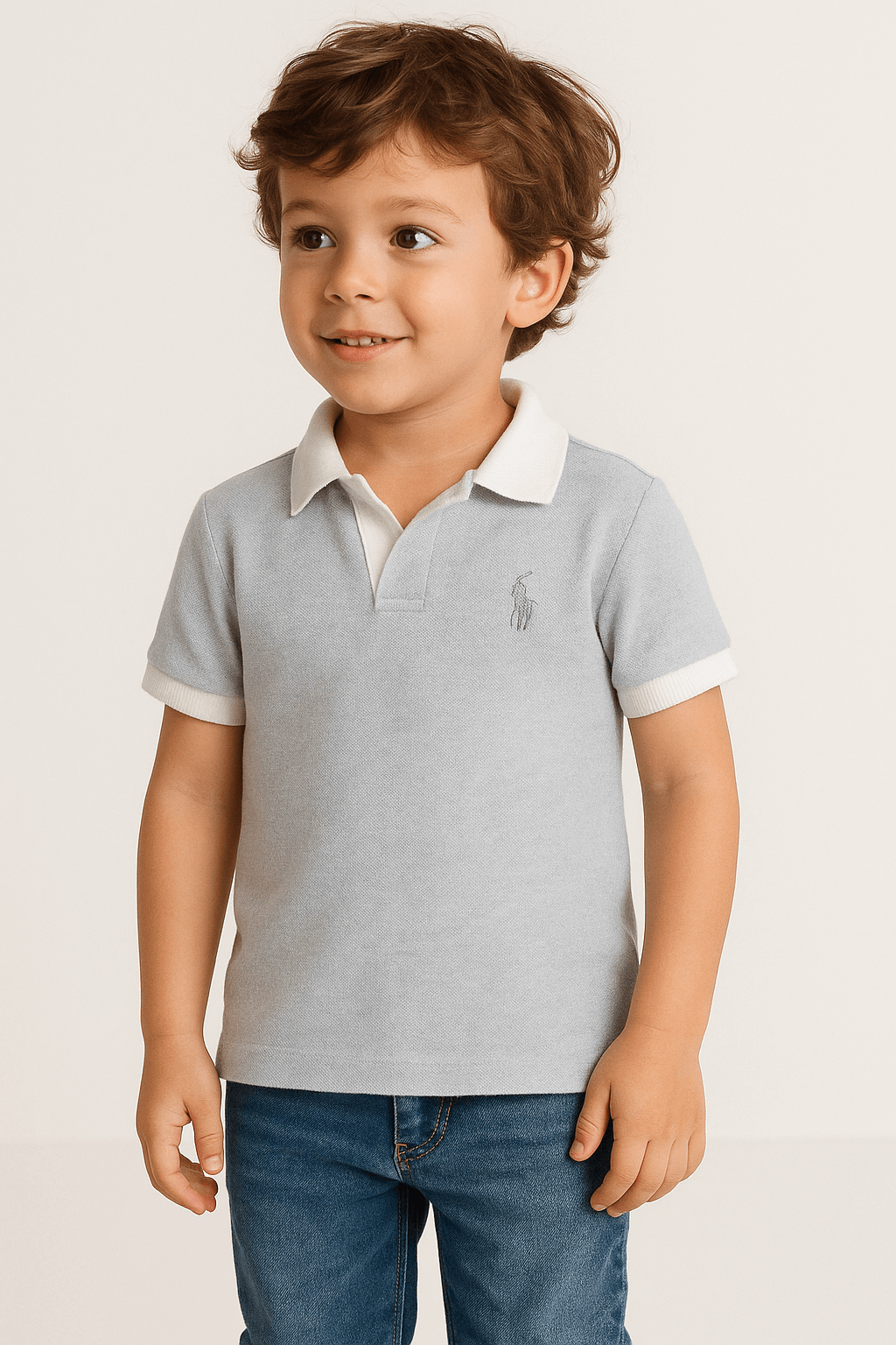 P-Premium Boy Polo Grey