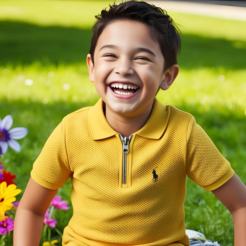 P-Premium Textured Polo Mustard