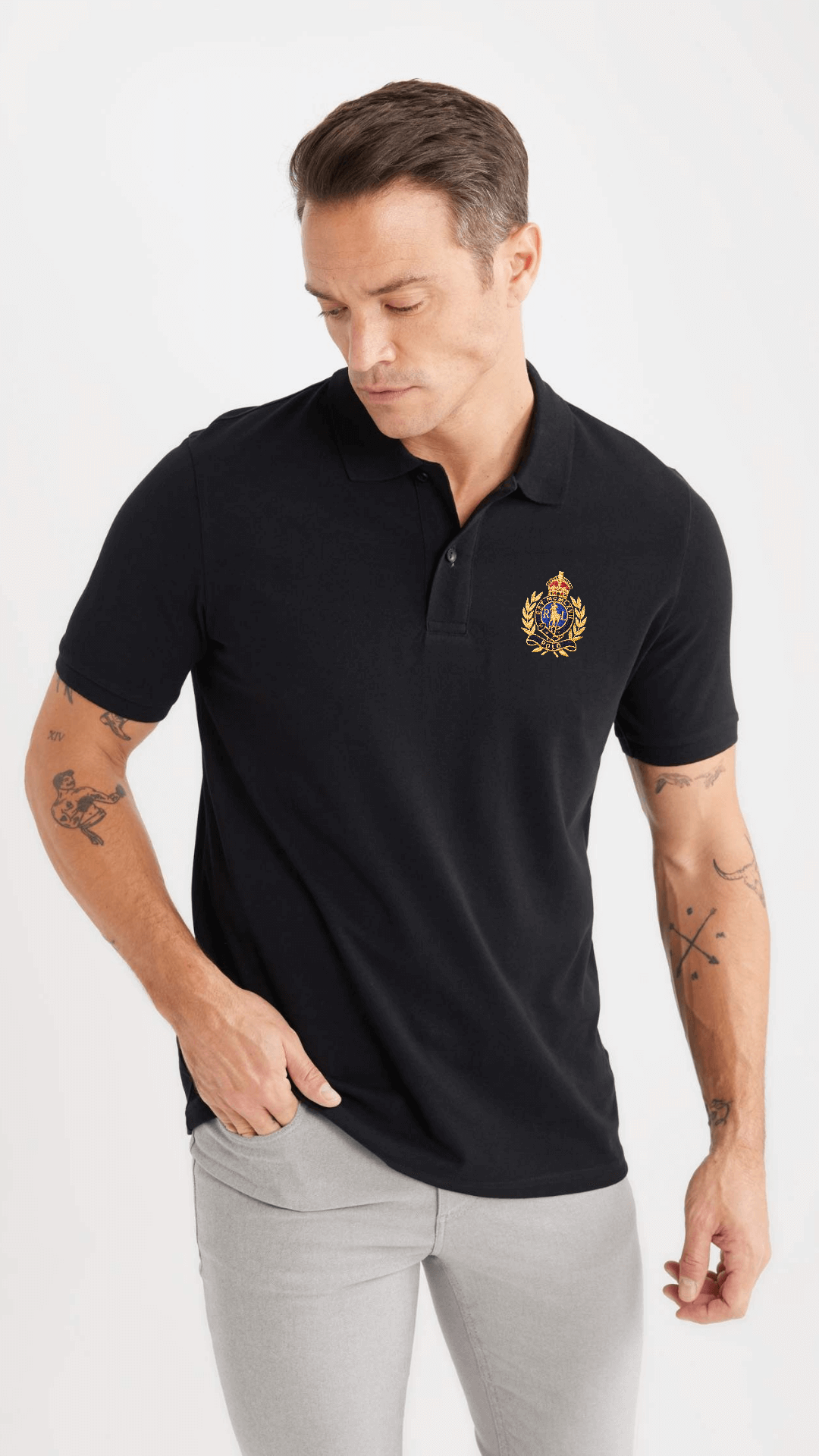 R-Limited Edition Front/Back Embroidery Polo Black