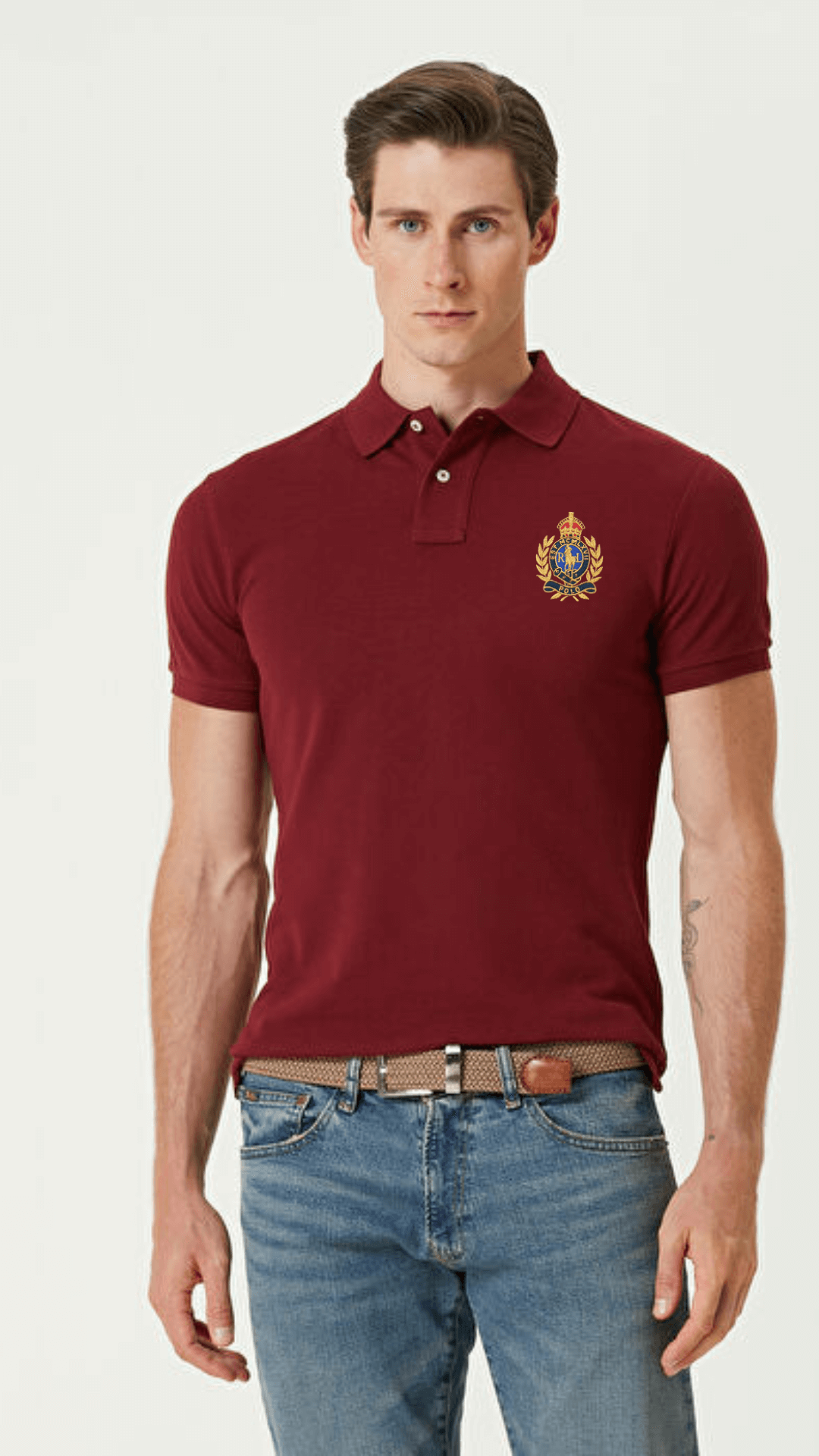 R-Limited Edition Front/Back Embroidery Polo Mahroon