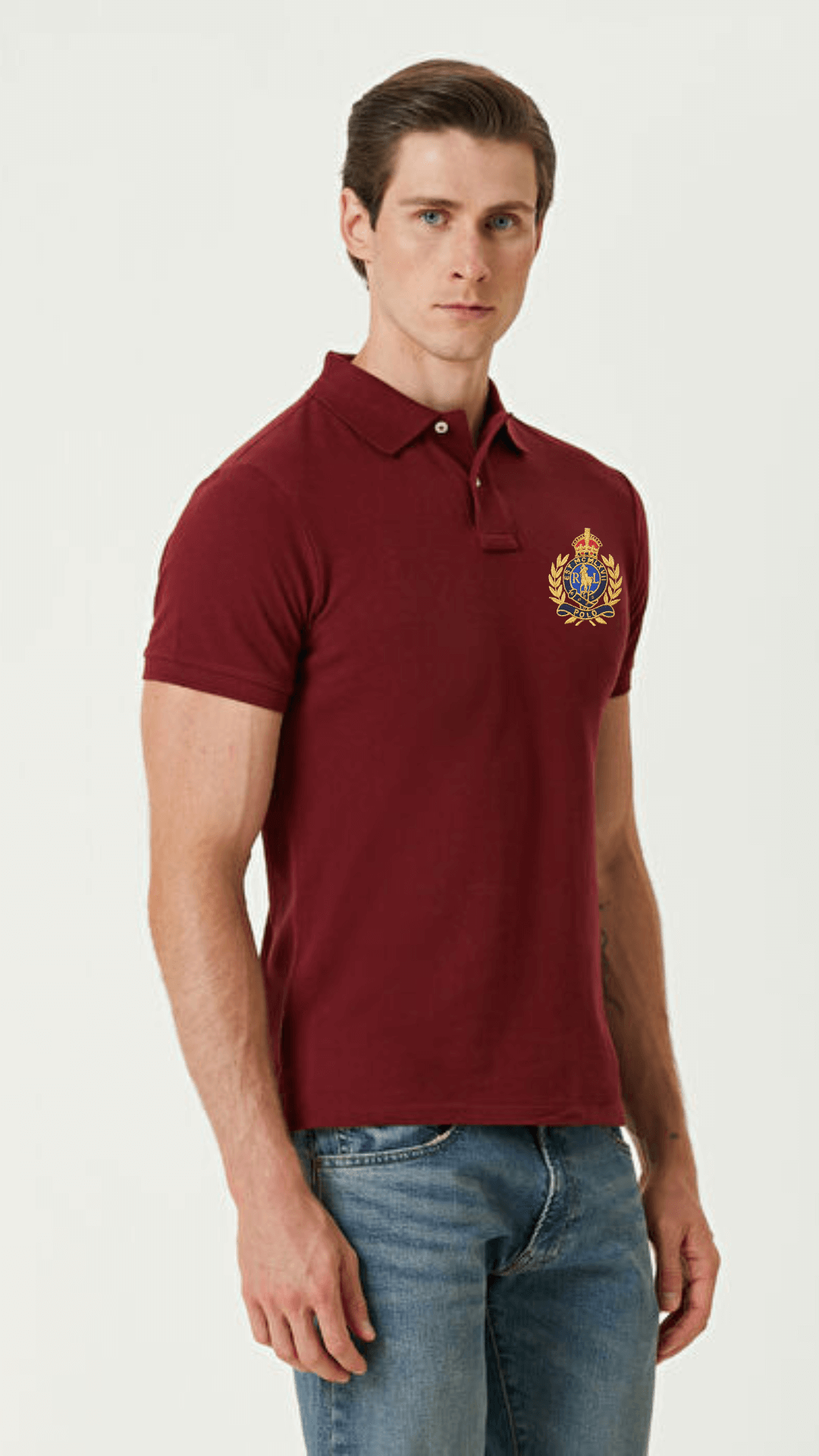 R-Limited Edition Front/Back Embroidery Polo Mahroon