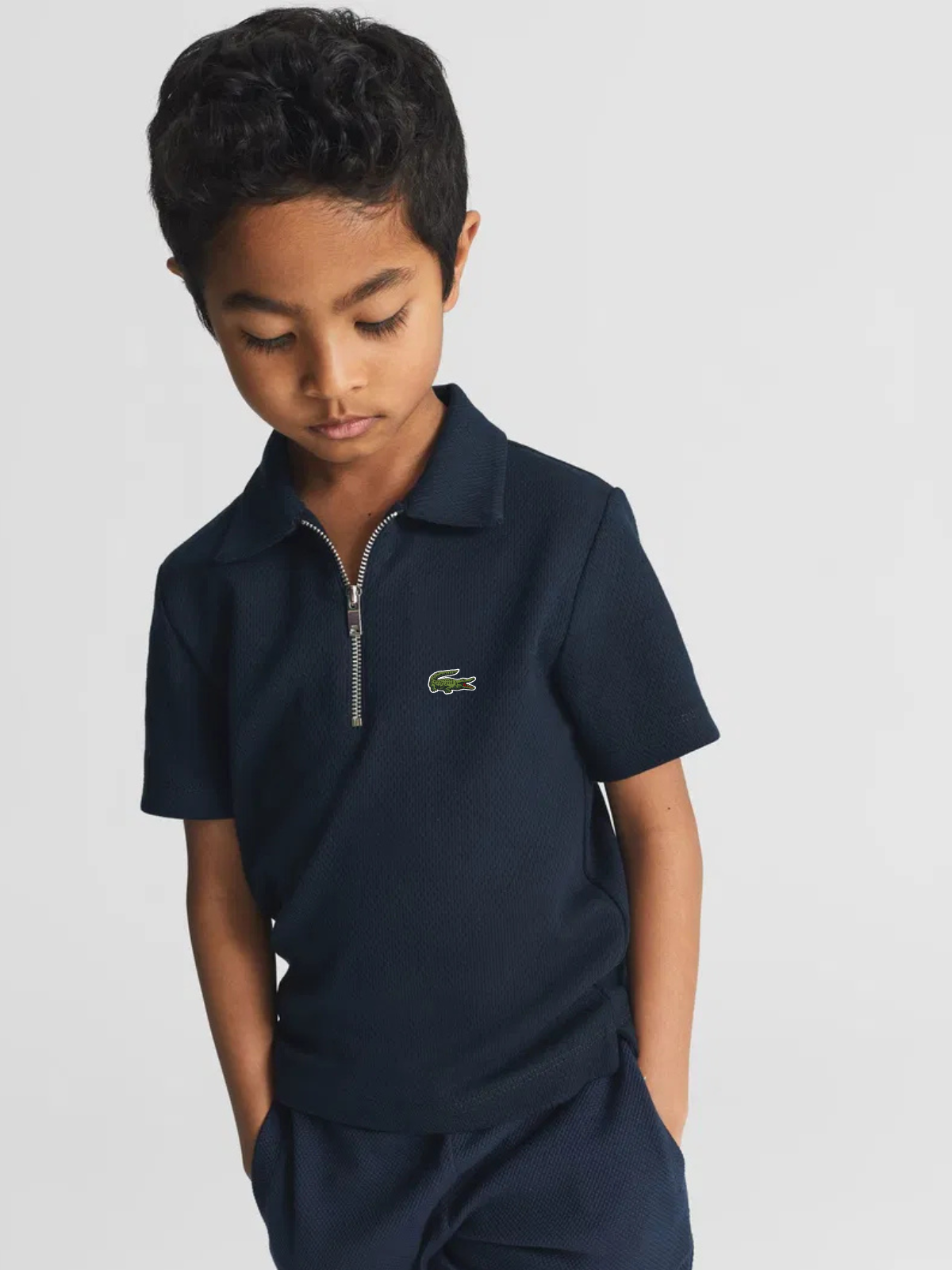 L-Premium Textured Polo Navy