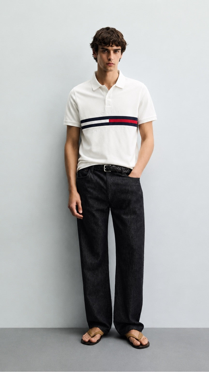TH Essential Stripe Polo – White