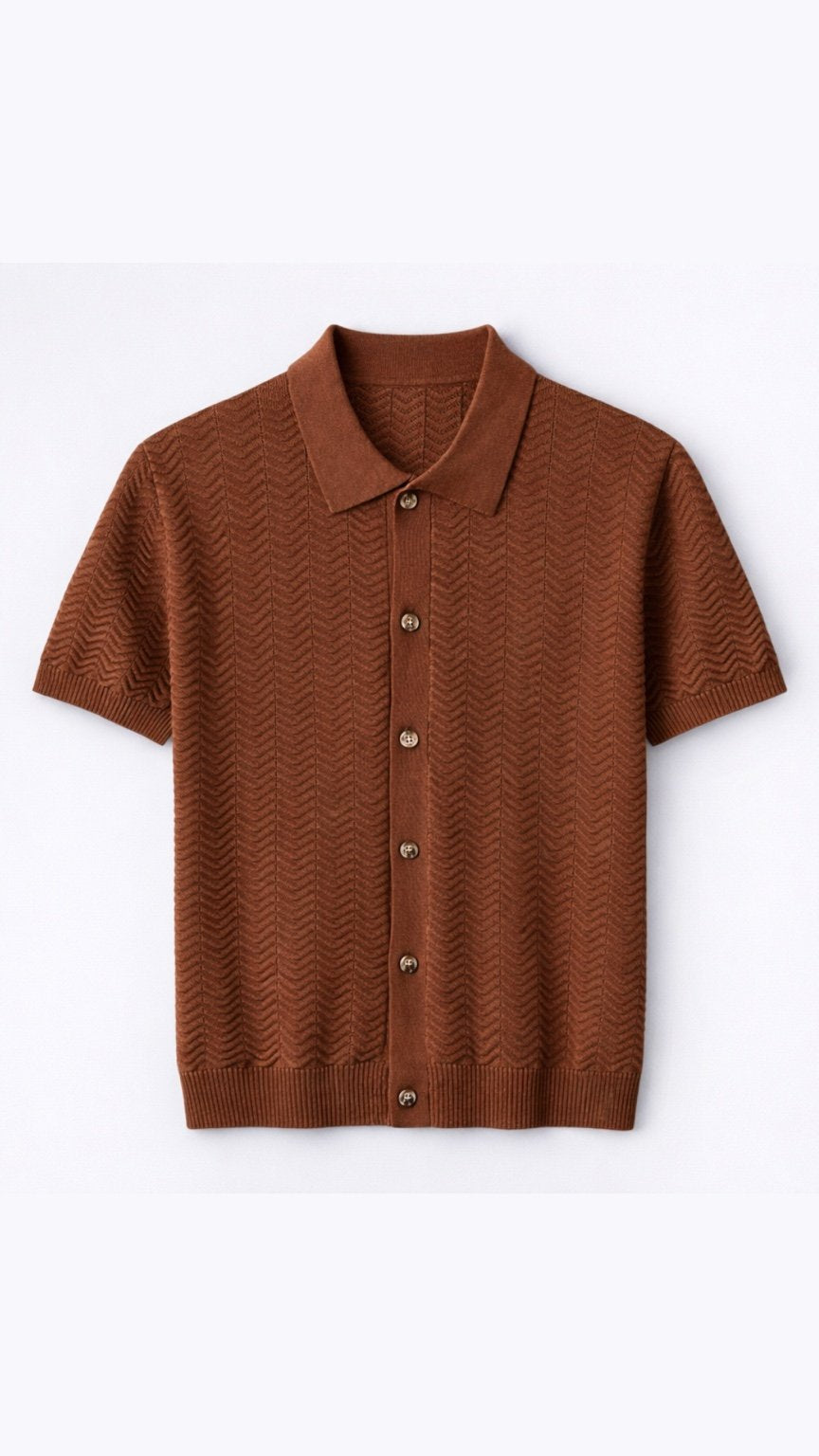 Classic Burnt Cinnamon Chevron Knit Polo