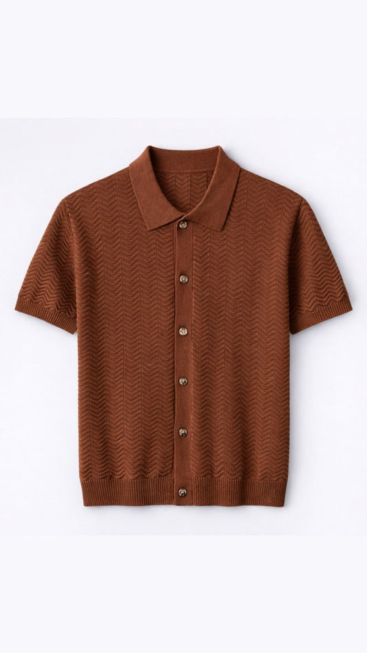 Classic Burnt Cinnamon Chevron Knit Polo