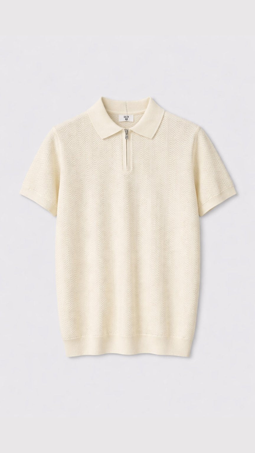 Premium Emerald Off-White Knit Polo