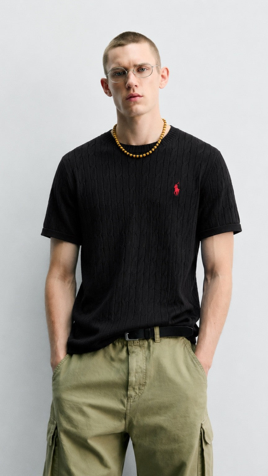 P-Cable Knit T Shirt Black