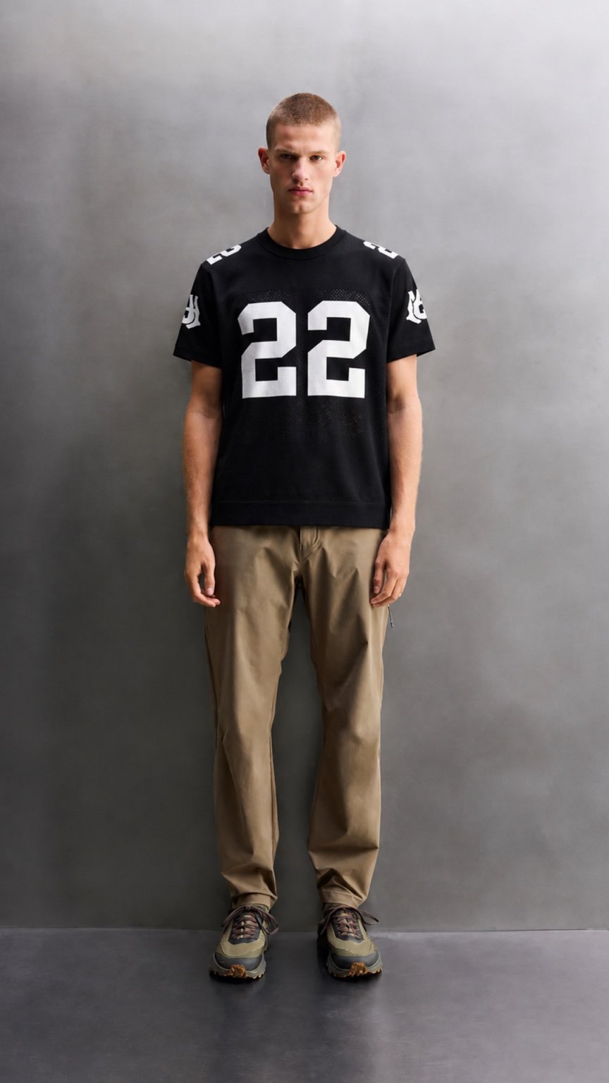 Premium Varsity 22 Mesh Tee – Black