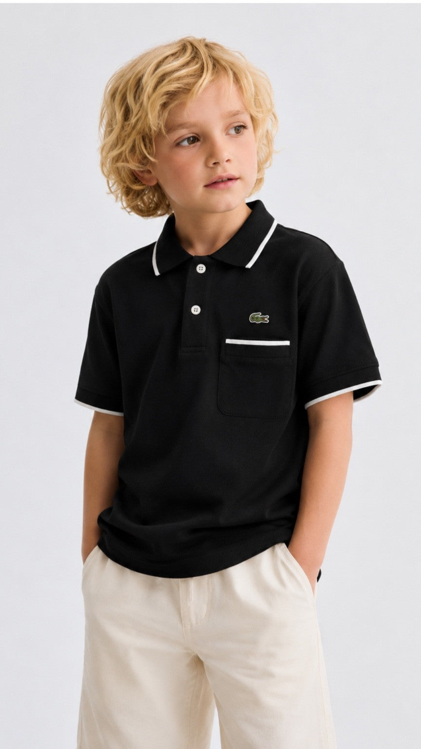 Kids Tip Black Classic Polo Shirt