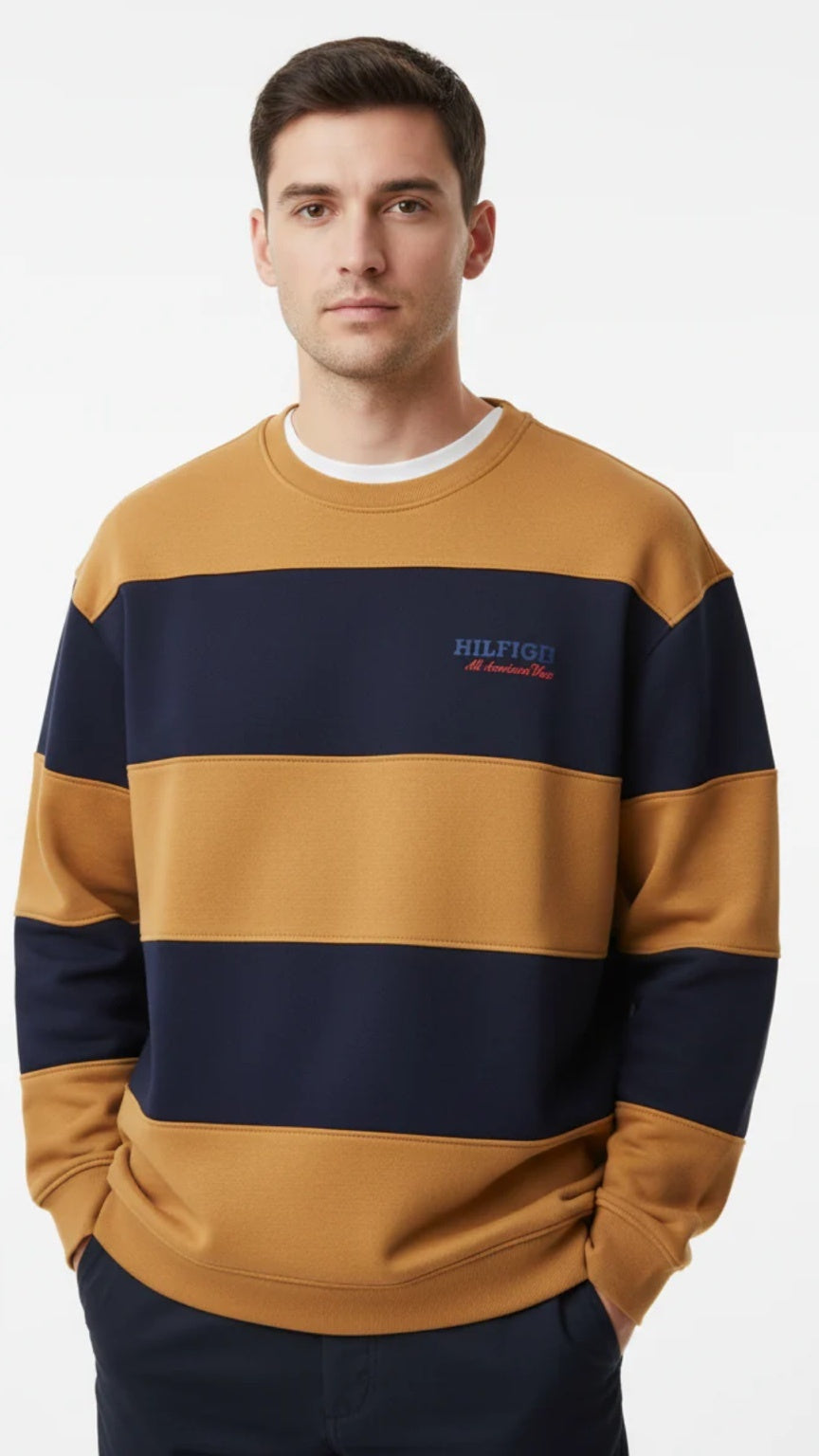 Classic Colour-Block Sweatshirt Blue/Beige