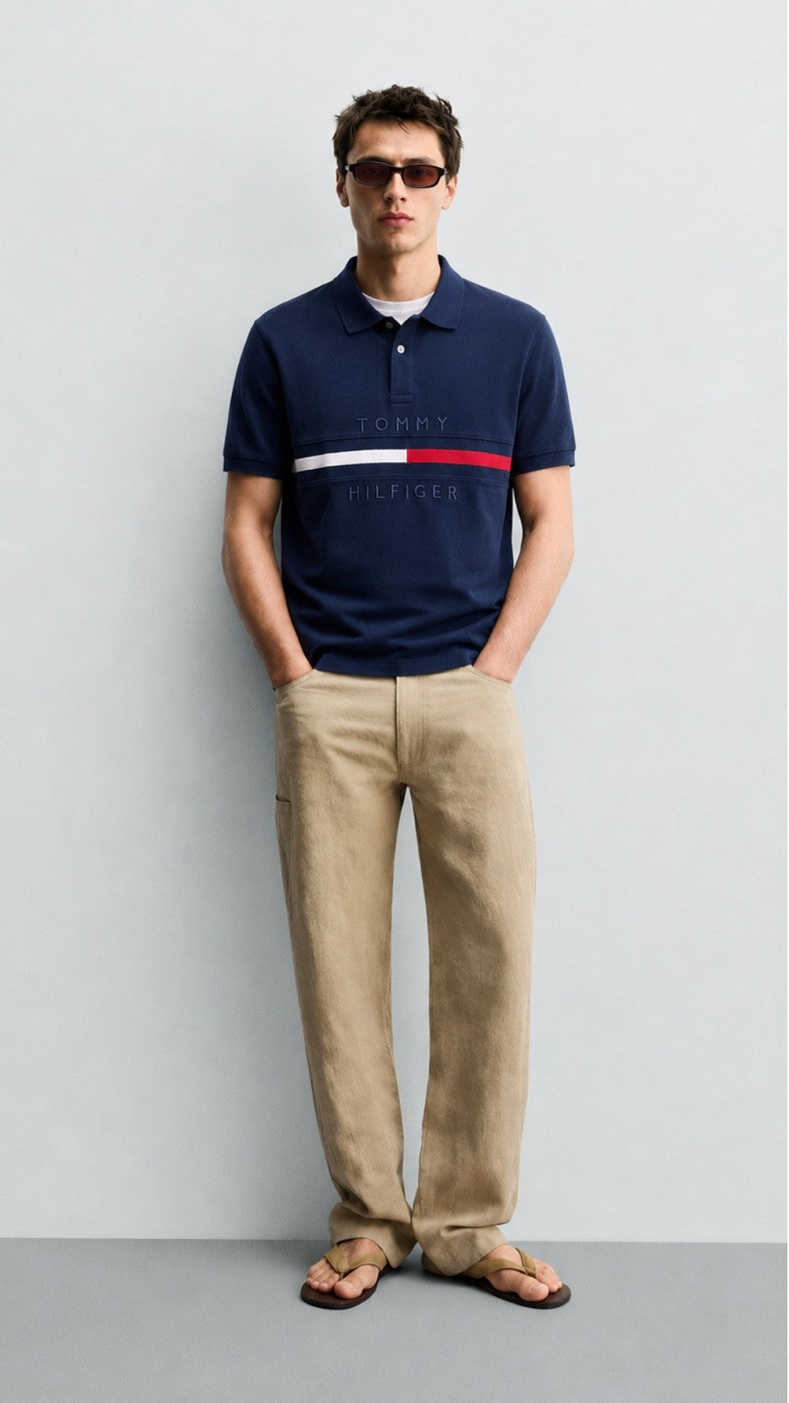 TH Essential Stripe Polo –Blue