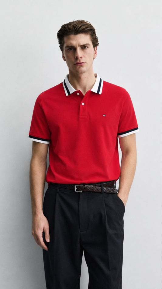 Premium Red Drop Needle Polo
