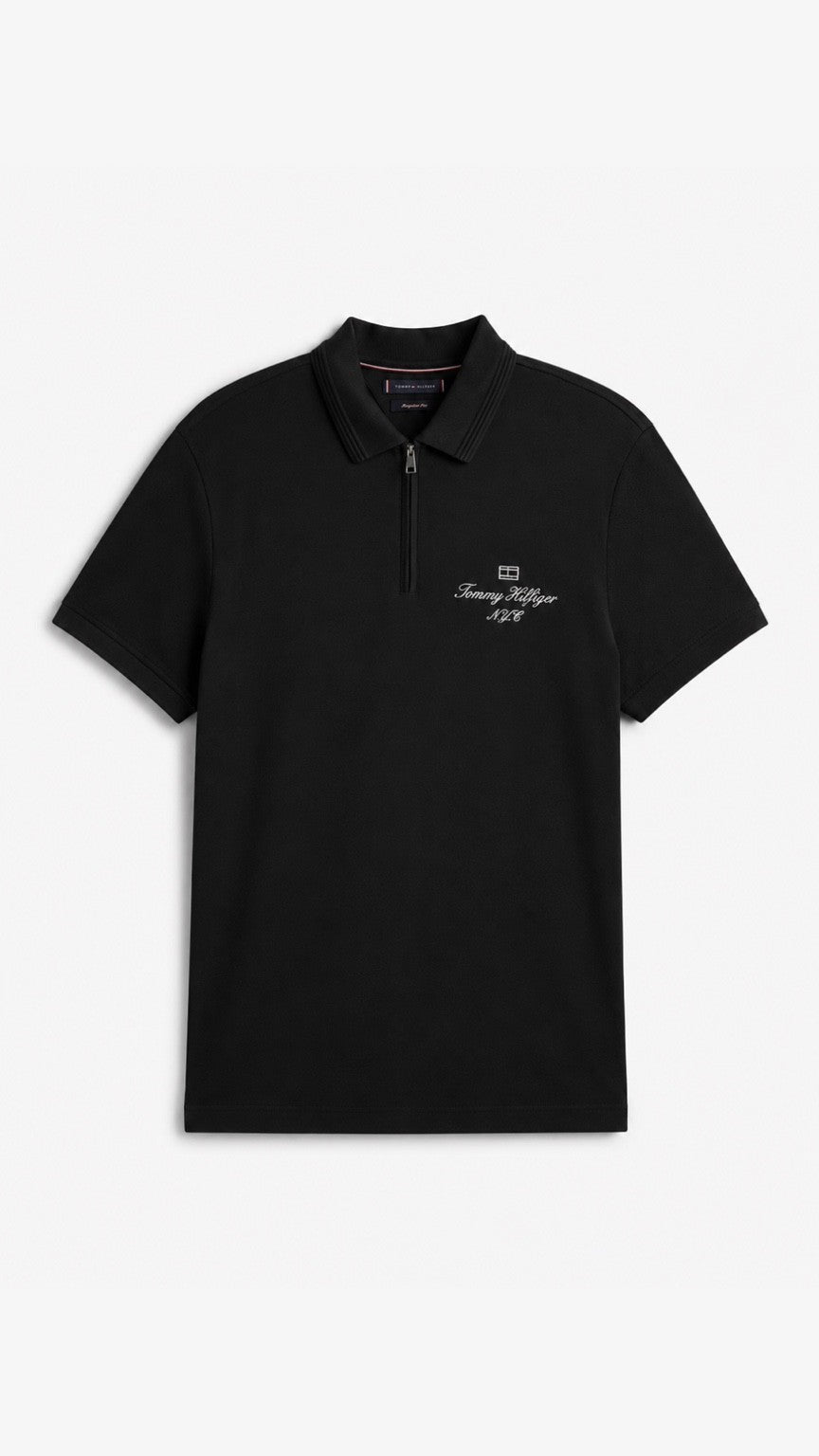 T-Black Crest Zip Polo