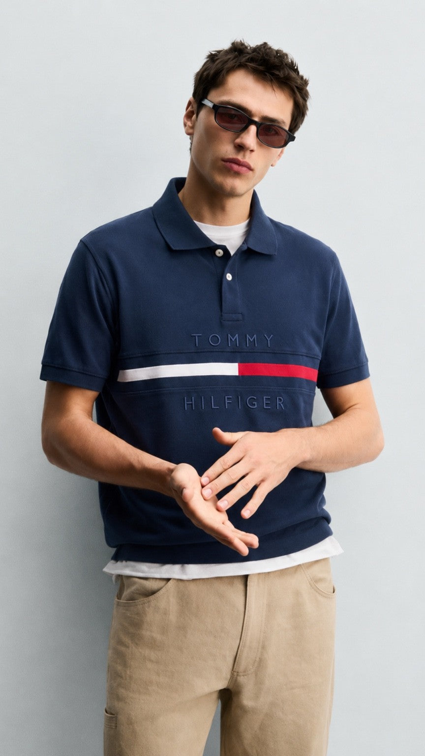 TH Essential Stripe Polo –Blue
