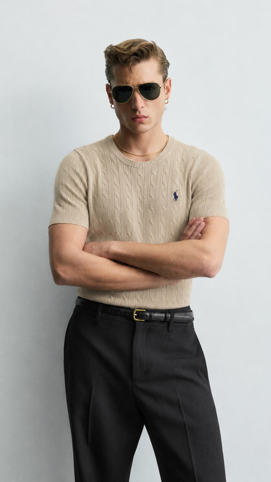 P-Cable Knit T Shirt Stone