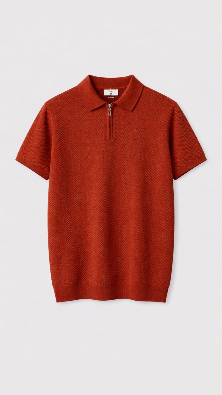 Premium Emerald Rustic Clay Knit Polo