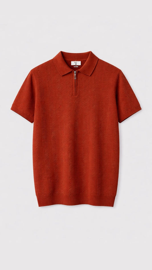 Premium Emerald Rustic Clay Knit Polo