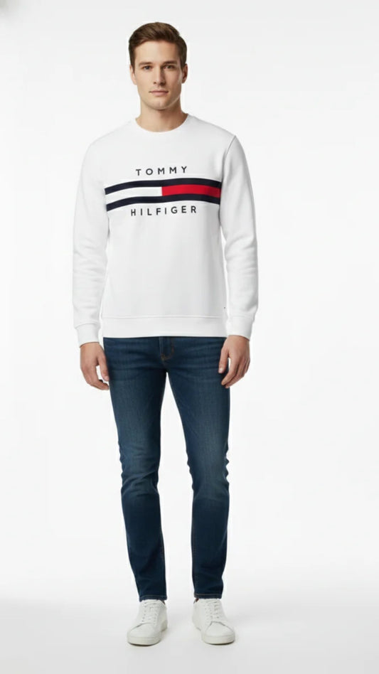 T-Classic White Sweatshirt Signature Stripe