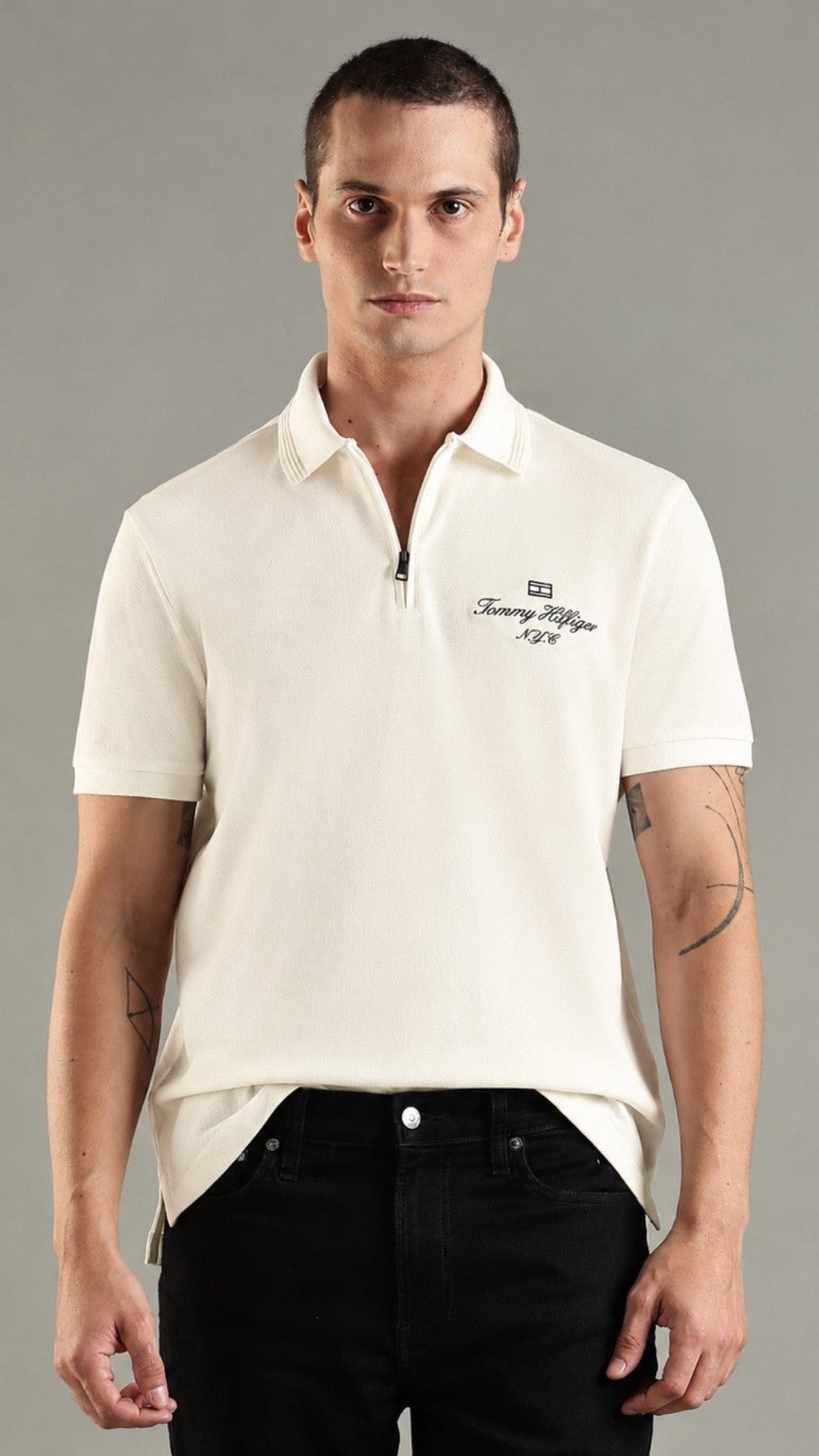 T-Stone Crest Zip Polo