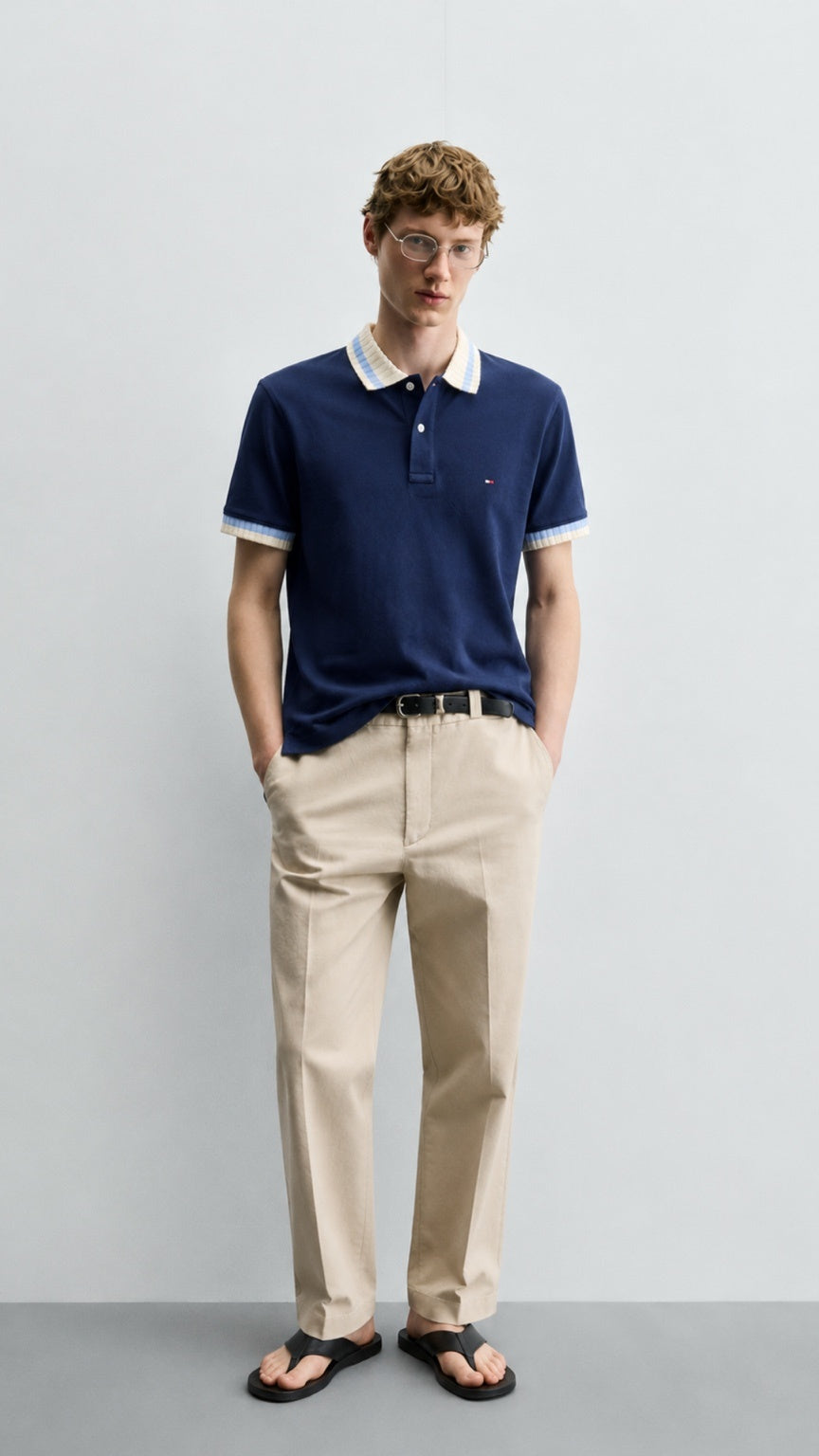 Premium Navy Drop Needle Polo