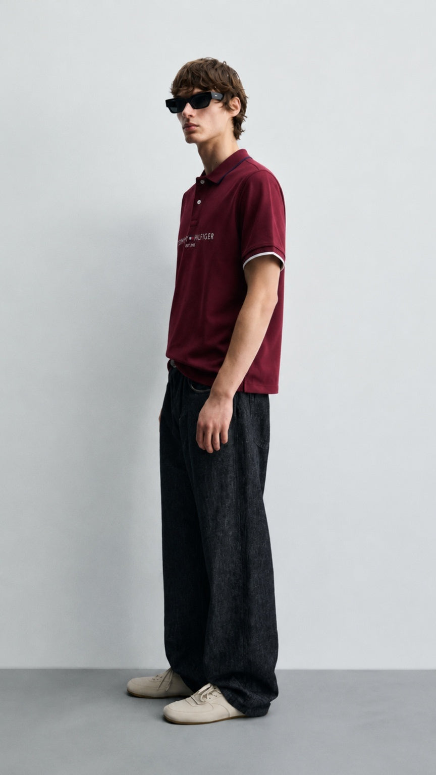 Signature Embroidered T-Polo Mahroon