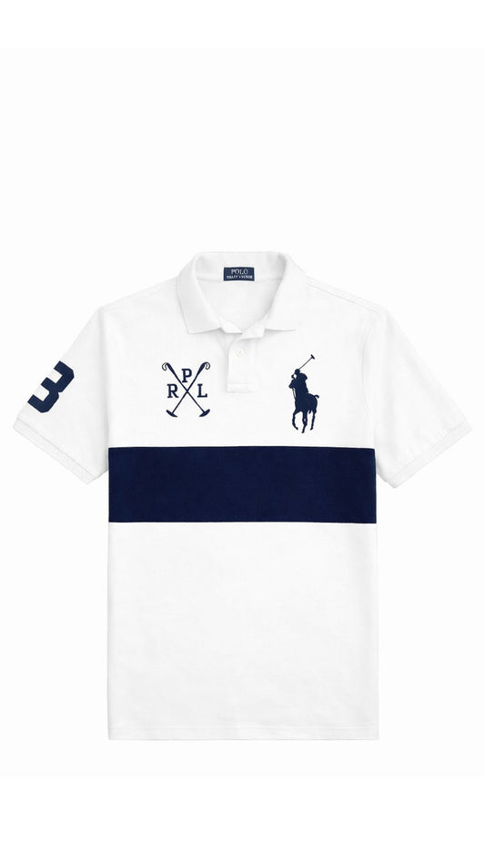 White Premium Polo– Classic Stripe Edition
