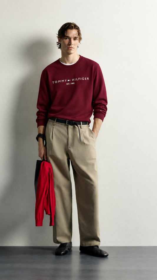 T-Basic Embroidery Sweatshirt Mahroon