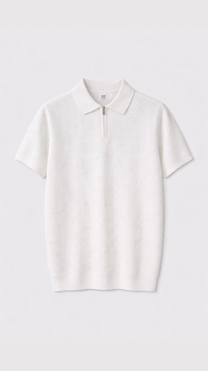 Premium Emerald White Knit Polo