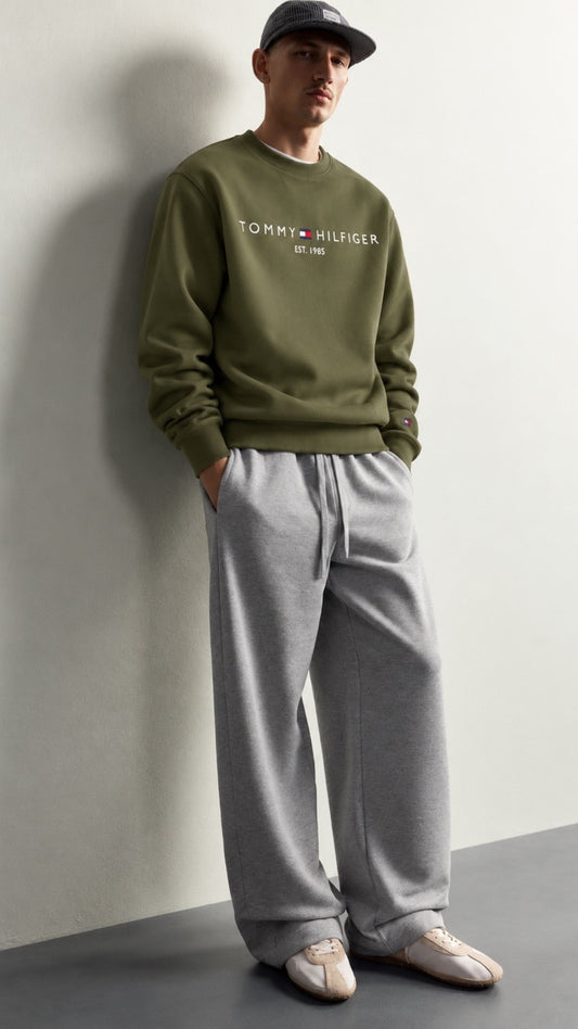 T-Basic Embroidery Sweatshirt Olive