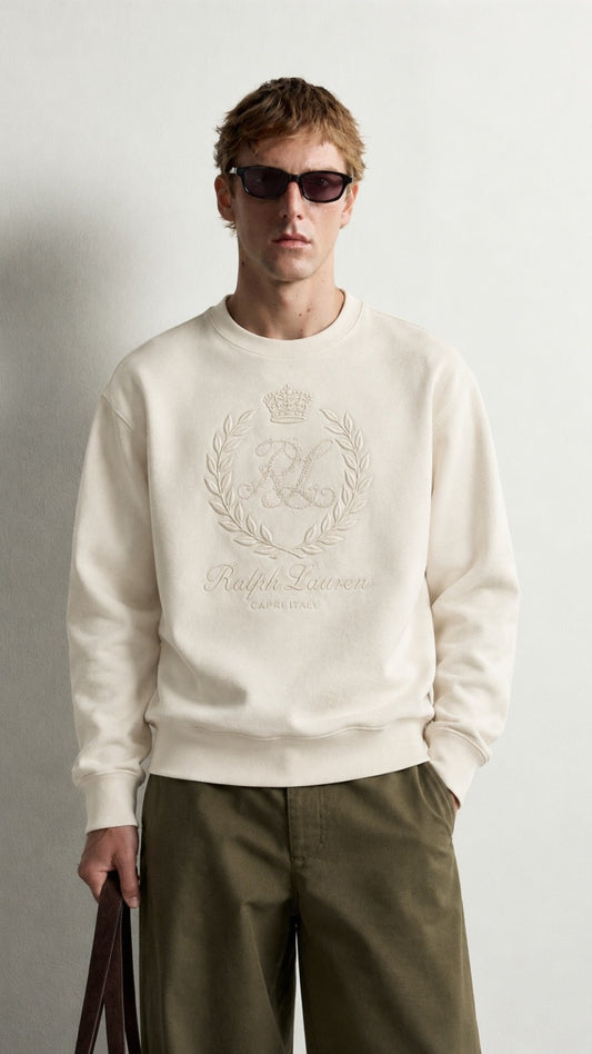 RL-Regular Fit Embroidered Sweatshirt Stone