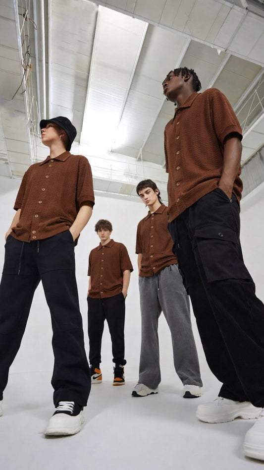 Classic Burnt Cinnamon Chevron Knit Polo