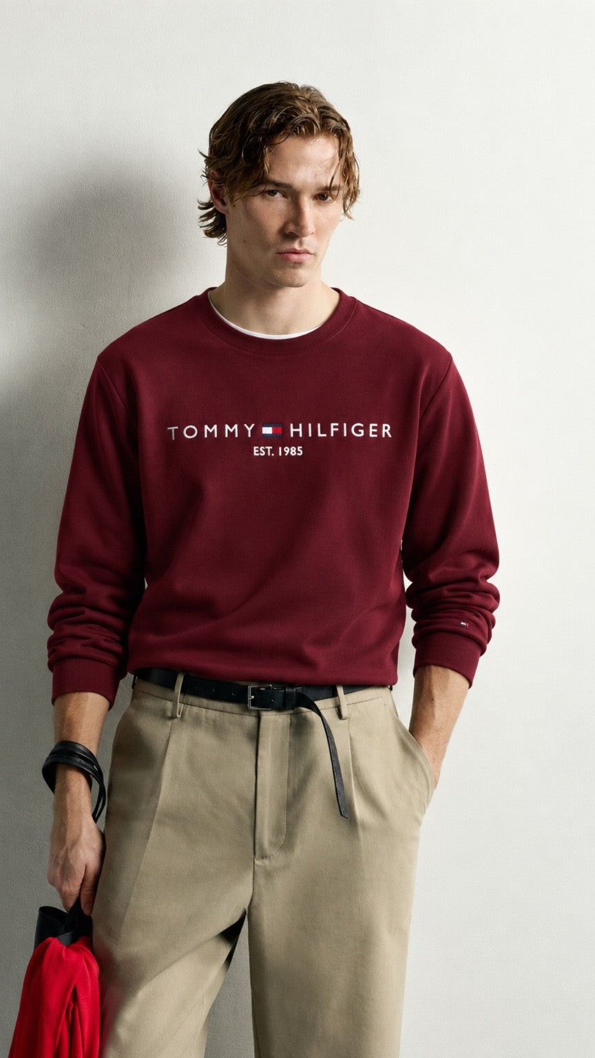 T-Basic Embroidery Sweatshirt Mahroon