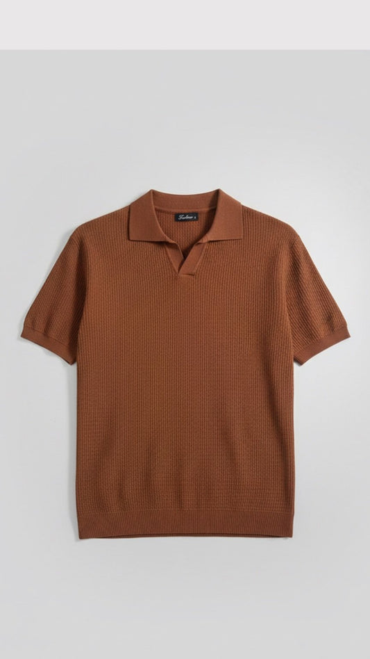 Premium Mocha Brown Knit Polo
