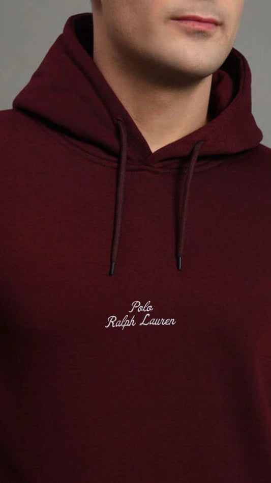 P-Basic Embroidered Hoodie Mahroon