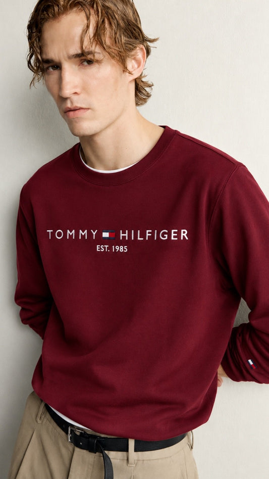T-Basic Embroidery Sweatshirt Mahroon