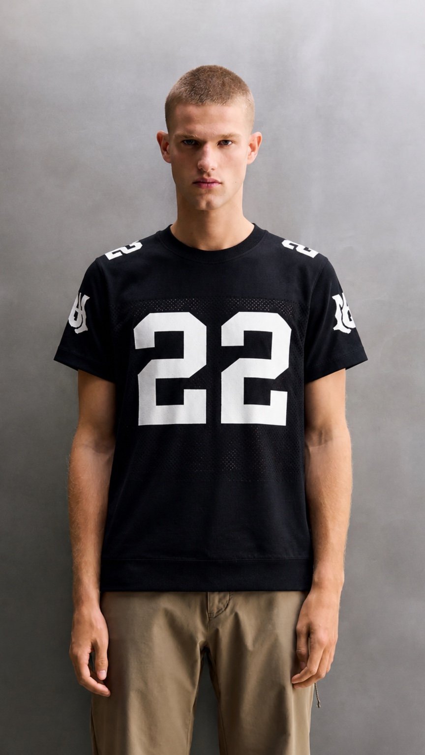 Premium Varsity 22 Mesh Tee – Black