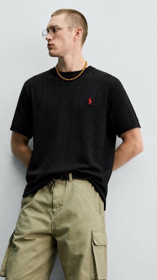 P-Cable Knit T Shirt Black