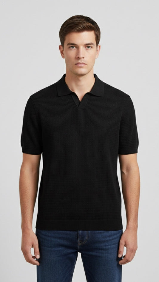 Premium Mocha Black Knit Polo