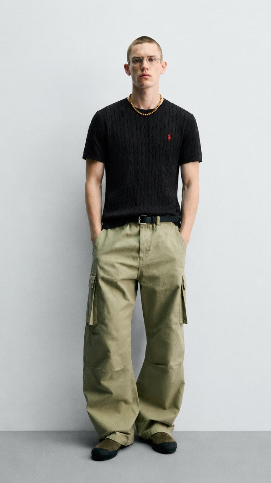 P-Cable Knit T Shirt Black