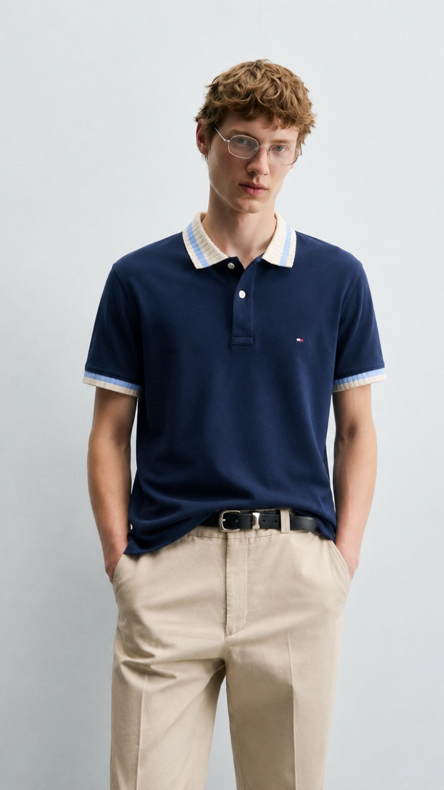 Premium Navy Drop Needle Polo